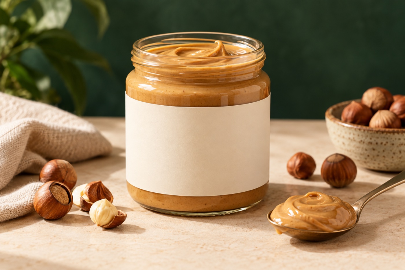 Illustrative spread image for the EZMINO hazelnut spread page